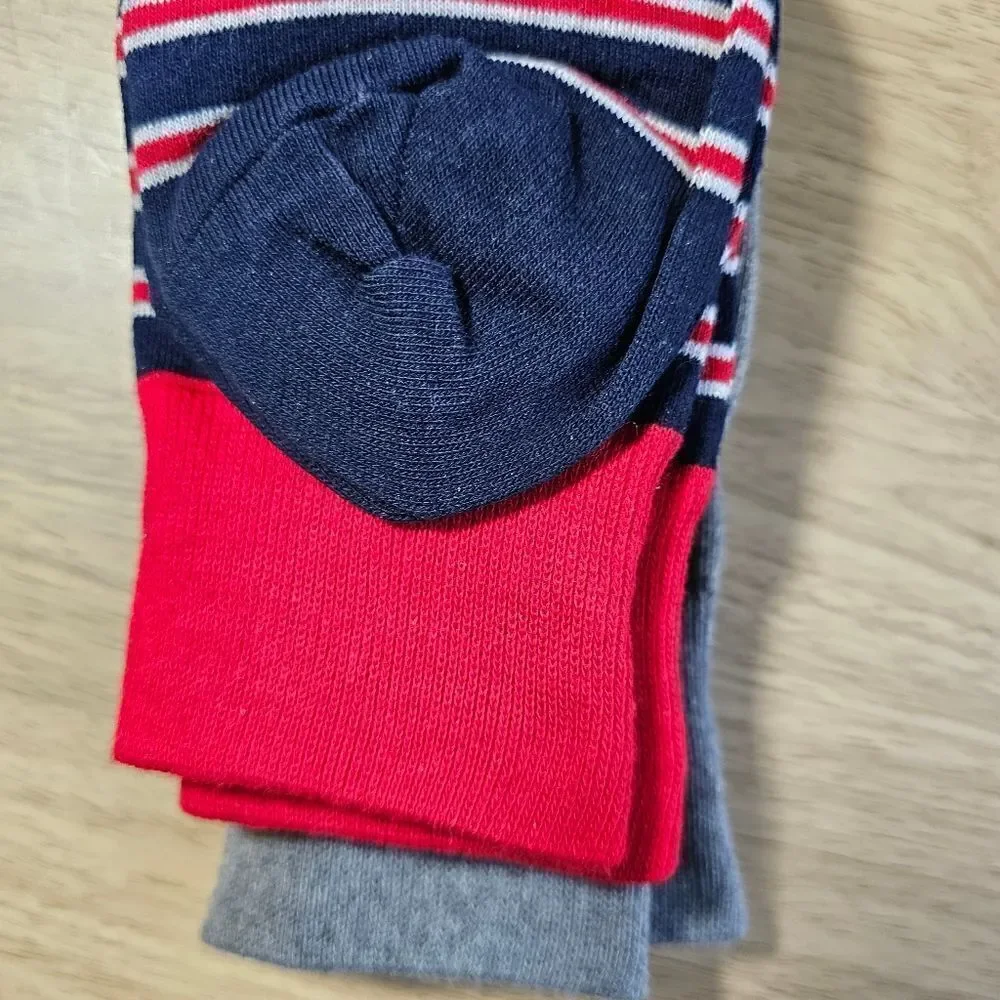 Polo Ralph Lauren Bear USA Socks 2-Pack AOP Striped Large L 10-13 Grey Navy Pony - Picture 8 of 8